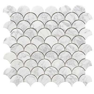 290*300 Hot sale products Mosaic for Kitchen and Bathroom White Marble Mosaic Tiles Fish Scales