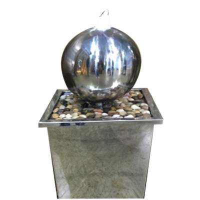 Outdoor garden is decorated with stainless steel water polo fountain with flowing water fittings