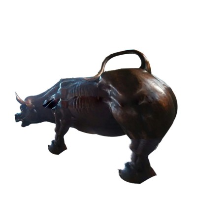 brass statue Bronze bull sculpture square park building decoration